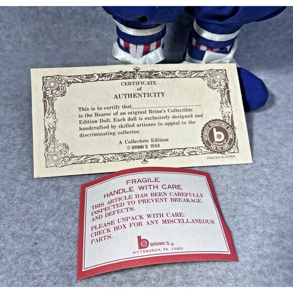 Vintage Brinns 1988 July Calendar Clown‎ Doll Cloth COA Uncle Sam Collectible - Picture 9 of 16